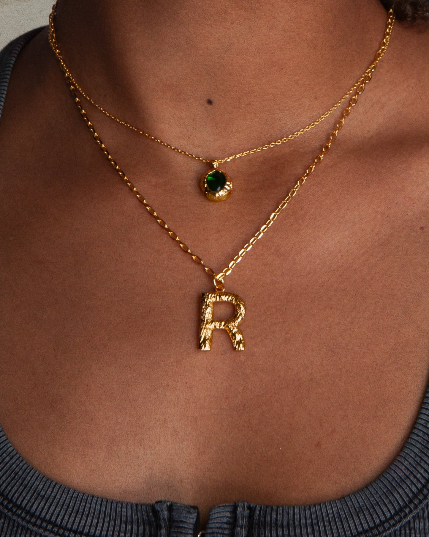 Textured Initial Necklace