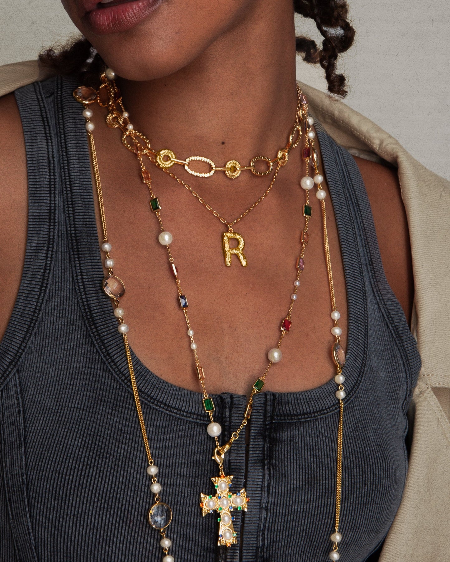 Textured Initial Necklace